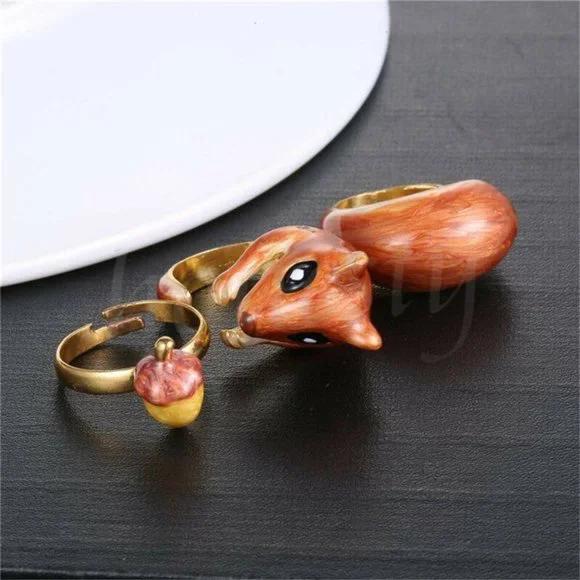 🦌 3-Piece Adjustable Deer & Antler Stacking Rings Set ✨ Cute Gift - Picture 4 of 11